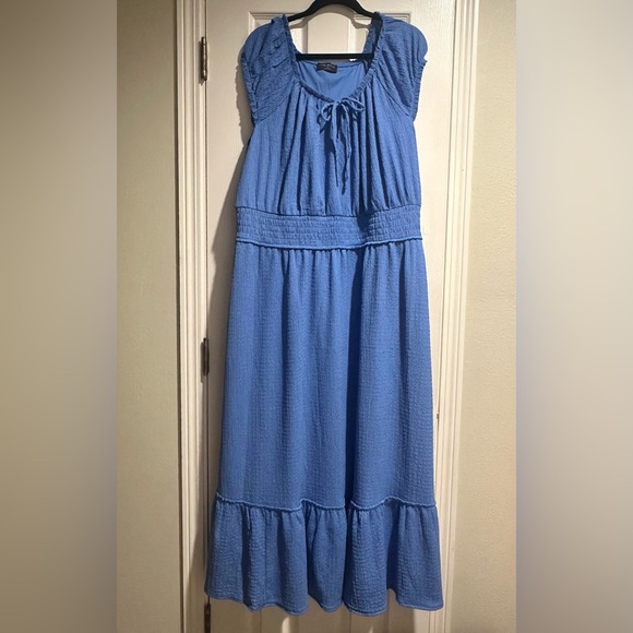 Lane Bryant Cornflower Blue Cap Sleeved Smock Waist Midi Dress Women’s 22/24 - Picture 5 of 11